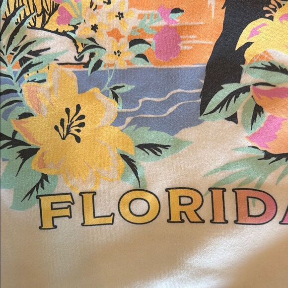 Billabong White Crewneck Sweater with Tropical Graphic Florida size Large - Picture 3 of 8